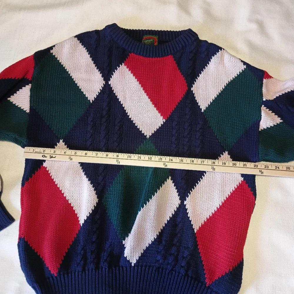 VTG Boston Traders 100% Cotton Knit Sweater large Made in India W/ Flaws. This - Picture 13 of 15